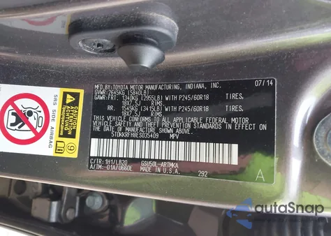 2014 Toyota Highlander Xle V6 from USA, damaged, VIN 5TDKKRFH8ES035409